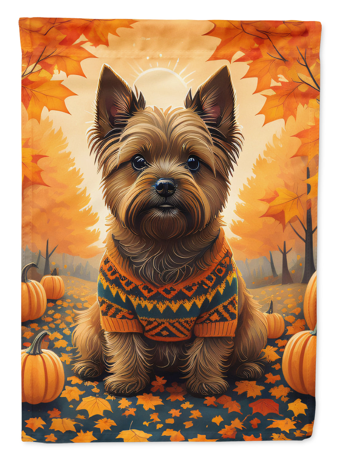 Cairn Terrier Fall House Flag 28x40 Porch Sleeve Pole Decorative Outside Yard Banner Artwork Wall Hanging, Polyester