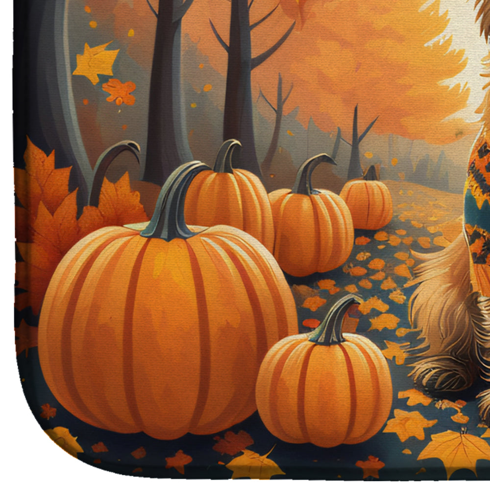 Cairn Terrier Fall Dish Drying Mat Absorbent Dish Drying Mat Pad for Kitchen Counter Dish Drainer Mat for Countertop, 14 x 21", Multicolor