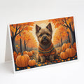 Cairn Terrier Fall Greeting Cards Pack of 8 Blank Cards with Envelopes Whimsical A7 Size 5x7
