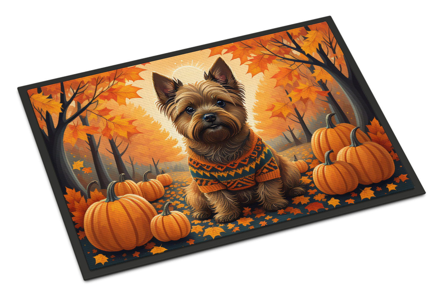 Cairn Terrier Fall Doormat Indoor Outdoor 24H X 36W Front Door Mat Rugs for Entryway, Non Slip Washable Low Pile,
