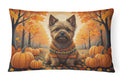 Cairn Terrier Fall Decorative Throw Pillow 12x16 Indoor Outdoor Accent Cushion, Fabric Cover with Insert for Sofa, Bed, Porch & Living Room