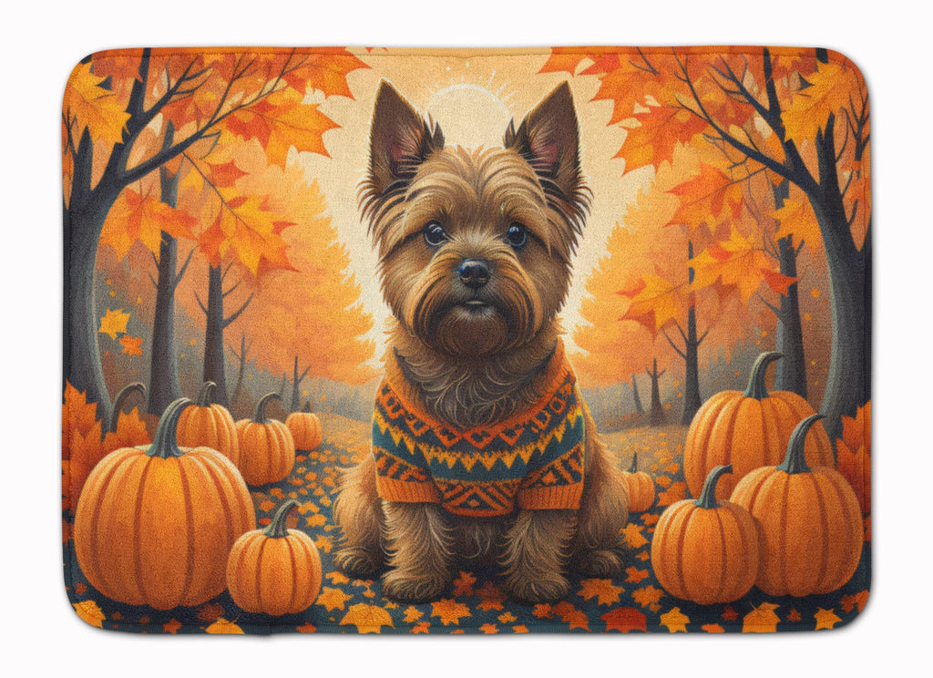 Cairn Terrier Fall Memory Foam Kitchen Mat Machine Washable Anti-Fatigue Cushion Comfort Bath or Kitchen Rug