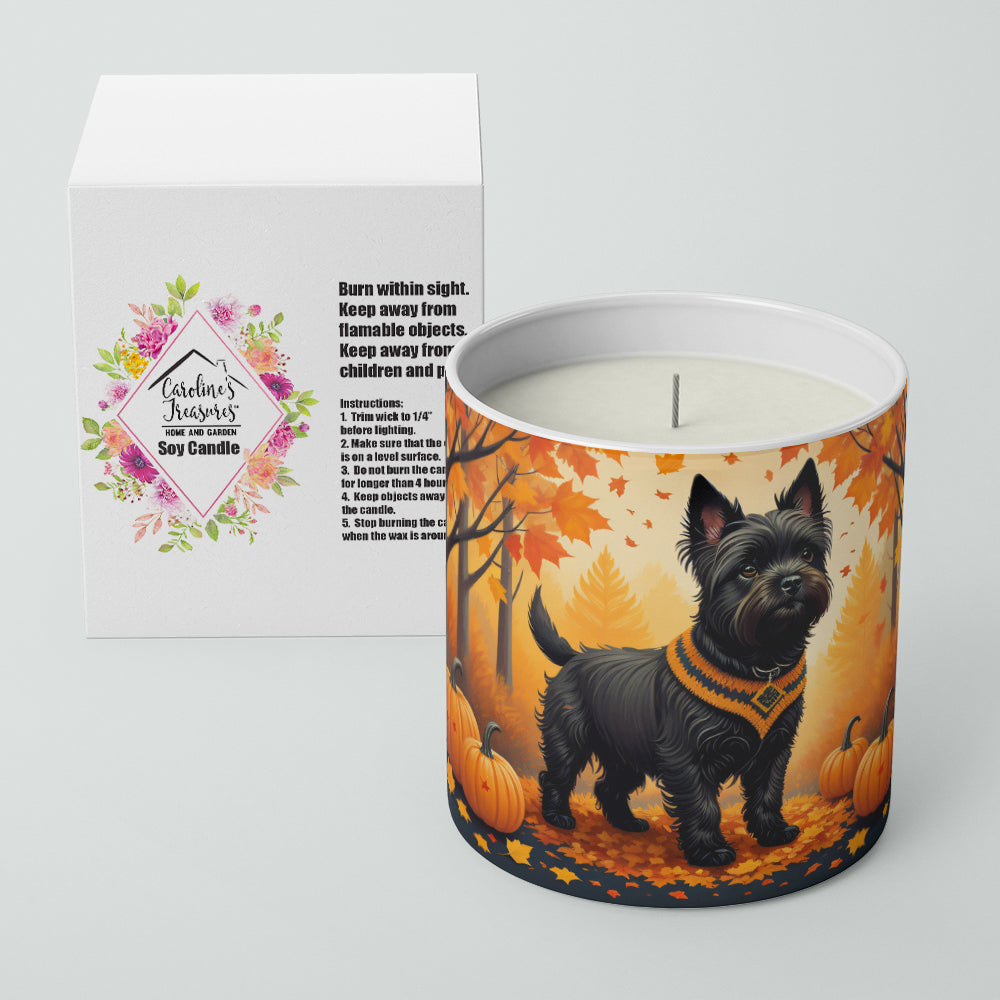 Black Cairn Terrier Fall Decorative Soy Candle Nature Soy Wax Essential Oil Home Decor Ideal for Bedroom Kitchen Bath Office Gift, 10 oz