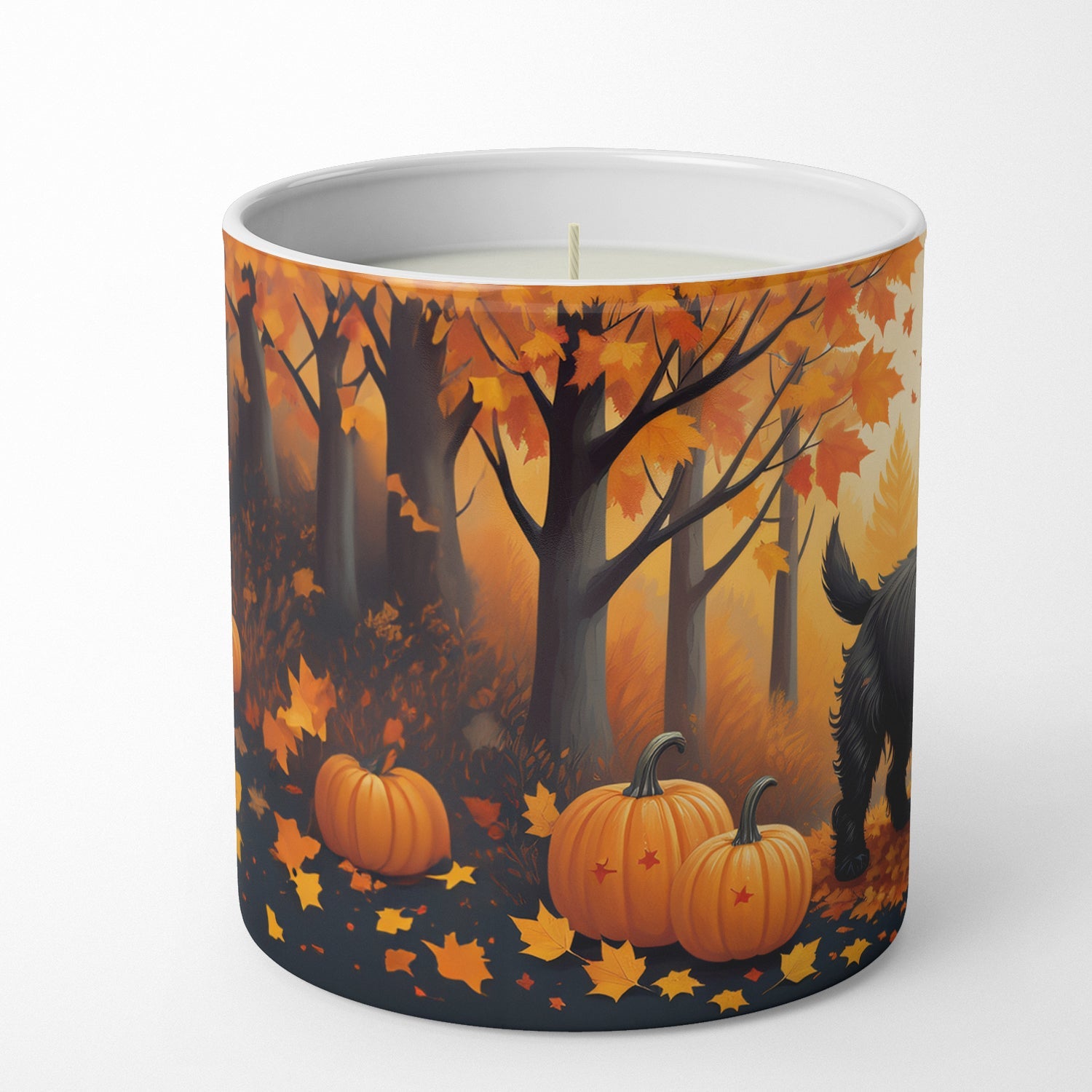 Black Cairn Terrier Fall Decorative Soy Candle Nature Soy Wax Essential Oil Home Decor Ideal for Bedroom Kitchen Bath Office Gift, 10 oz