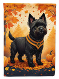 Black Cairn Terrier Fall House Flag 28x40 Porch Sleeve Pole Decorative Outside Yard Banner Artwork Wall Hanging, Polyester