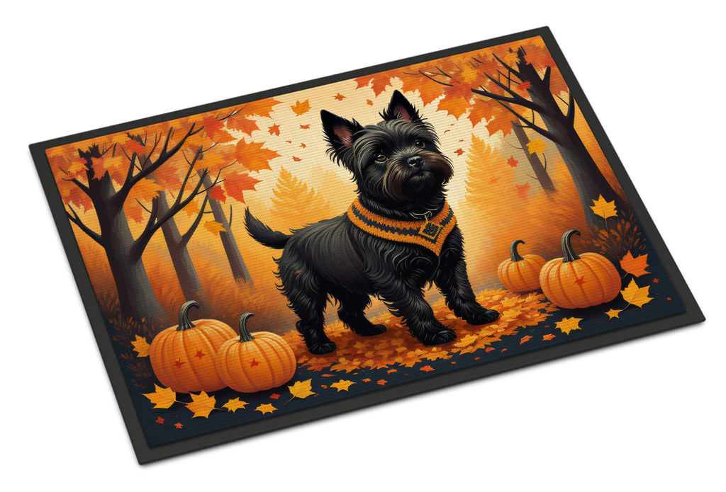 Black Cairn Terrier Fall Doormat Indoor Outdoor 18H X 27W Front Door Mat Rugs for Entryway, Non Slip Washable