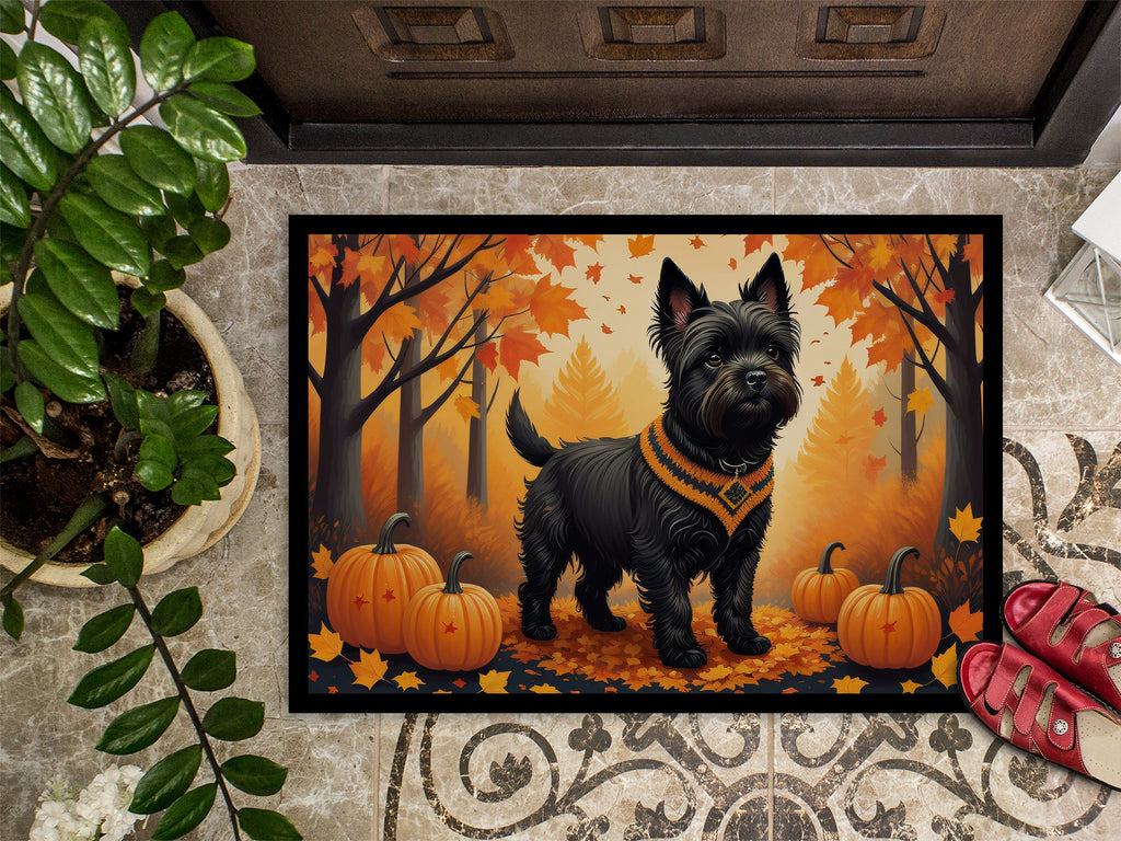 Black Cairn Terrier Fall Doormat Indoor Outdoor 18H X 27W Front Door Mat Rugs for Entryway, Non Slip Washable
