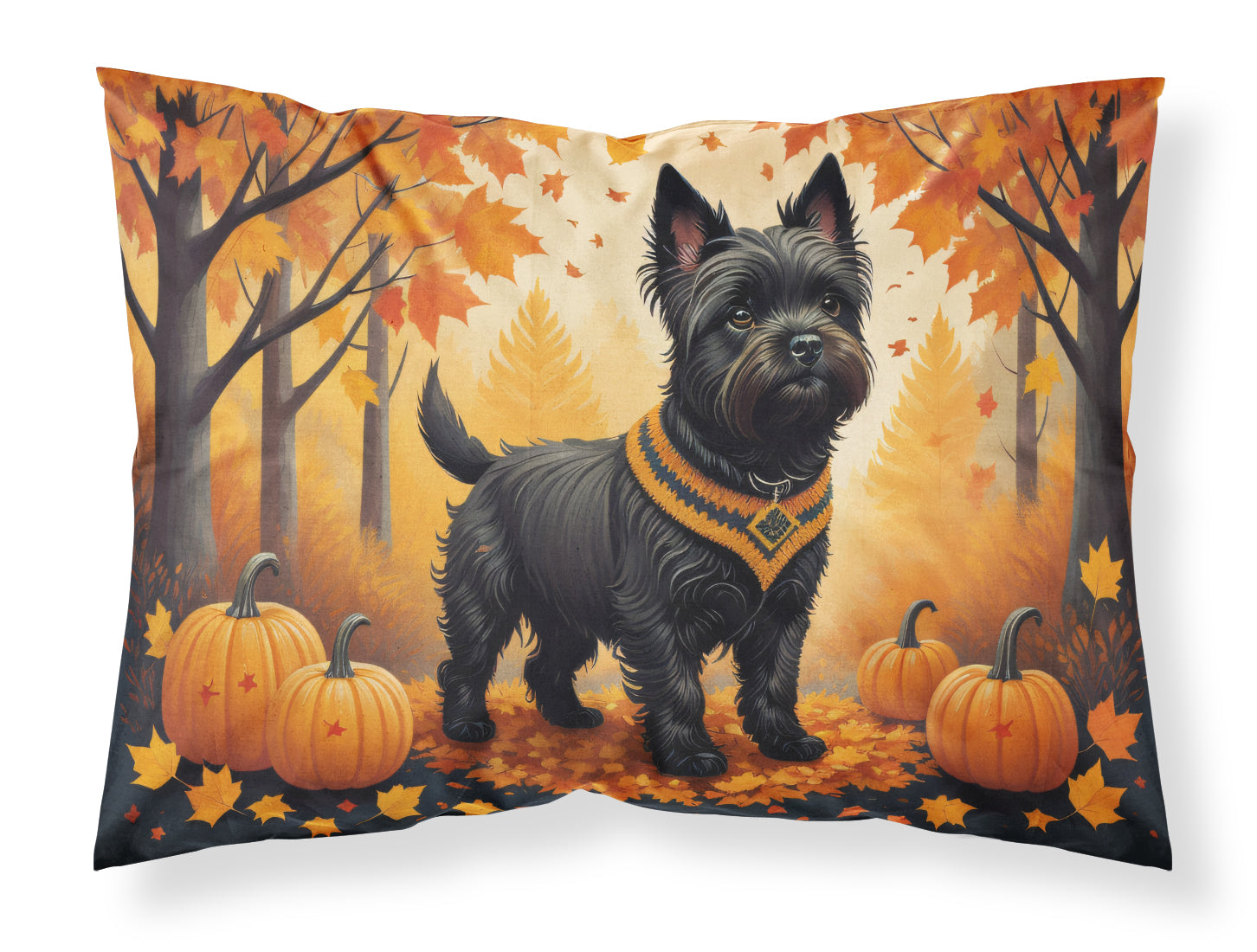 Black Cairn Terrier Fall Standard Pillowcase Lightweight Super Soft Easy Care Decorative Artwork Pillowcase, Standard