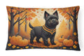 Black Cairn Terrier Fall Decorative Throw Pillow 12x16 Indoor Outdoor Accent Cushion, Fabric Cover with Insert for Sofa, Bed, Porch & Living Room