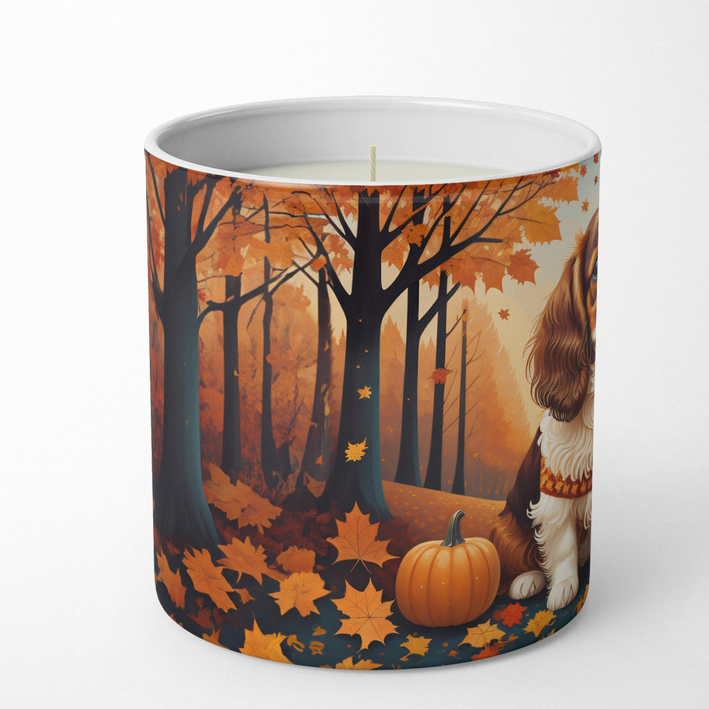 Cavalier Spaniel Fall Decorative Soy Candle Nature Soy Wax Essential Oil Home Decor Ideal for Bedroom Kitchen Bath Office Gift, 10 oz