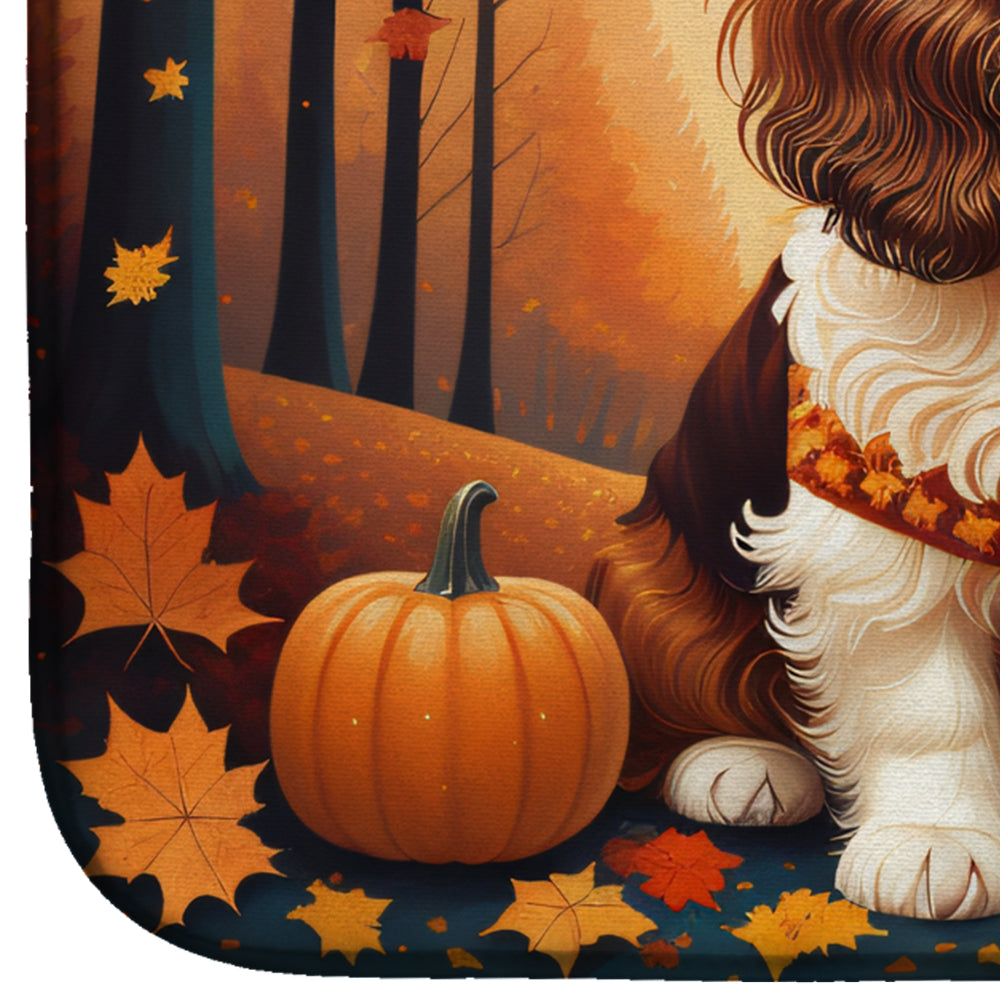 Cavalier Spaniel Fall Dish Drying Mat Absorbent Dish Drying Mat Pad for Kitchen Counter Dish Drainer Mat for Countertop, 14 x 21", Multicolor