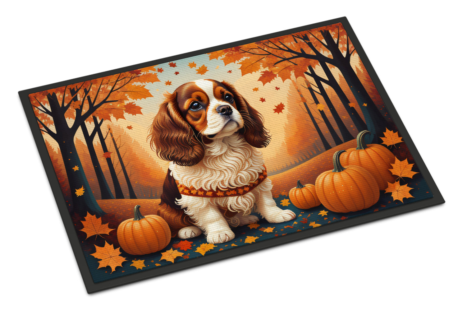 Cavalier Spaniel Fall Doormat Indoor Outdoor 18H X 27W Front Door Mat Rugs for Entryway, Non Slip Washable
