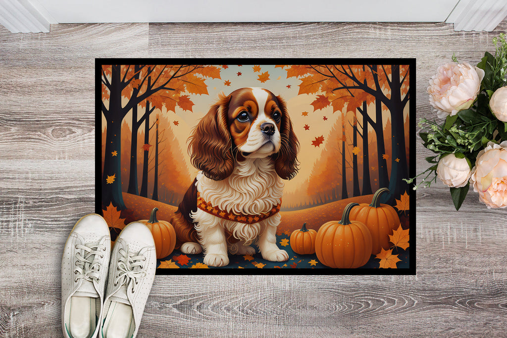Cavalier Spaniel Fall Doormat Indoor Outdoor 18H X 27W Front Door Mat Rugs for Entryway, Non Slip Washable