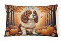 Cavalier Spaniel Fall Decorative Throw Pillow 12x16 Indoor Outdoor Accent Cushion, Fabric Cover with Insert for Sofa, Bed, Porch & Living Room