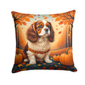 Cavalier Spaniel Fall Decorative Throw Pillow 18x18 Indoor Outdoor Accent Cushion, Fabric Cover with Insert for Sofa, Bed, Porch & Living Room