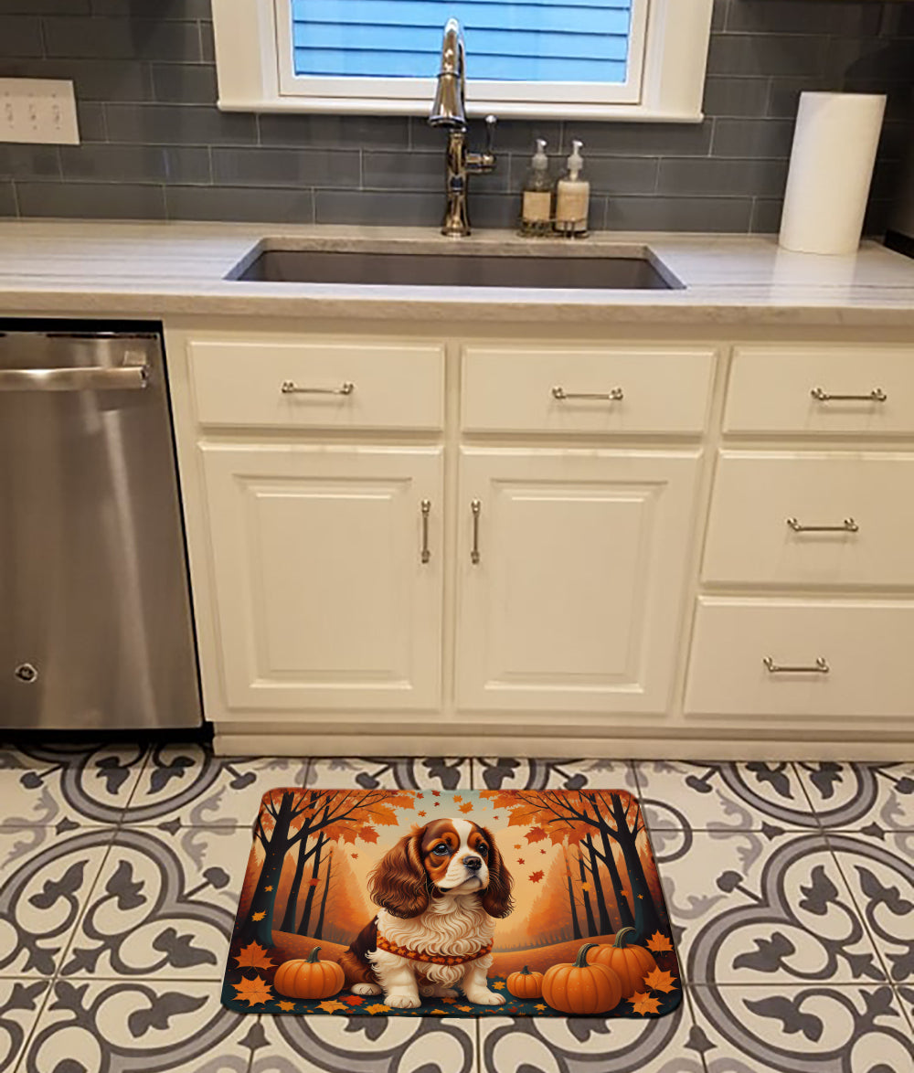 Cavalier Spaniel Fall Memory Foam Kitchen Mat Machine Washable Anti-Fatigue Cushion Comfort Bath or Kitchen Rug