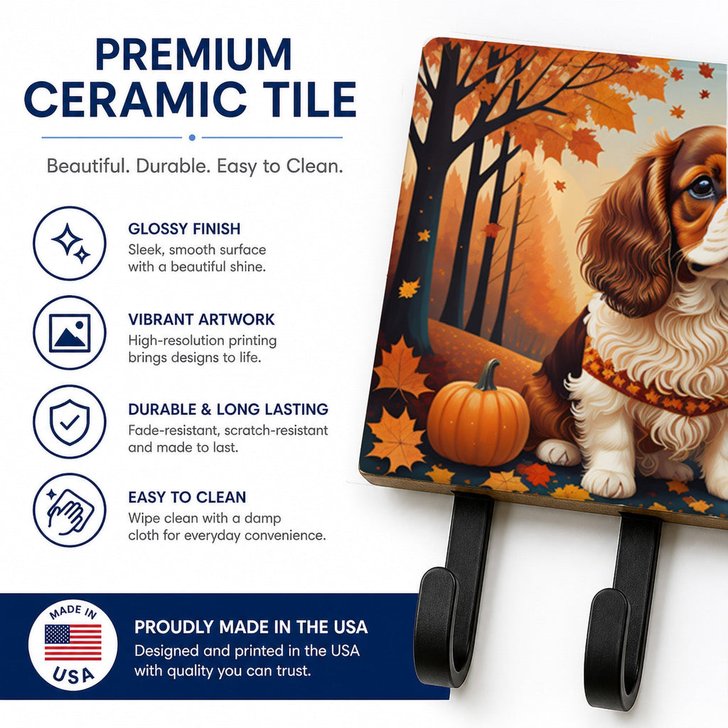 Cavalier Spaniel Fall Leash or Key Holder Wall Hooks, Coat Rack Wall Mount, for Hanging Keys, Towels, Aprons, Leashes