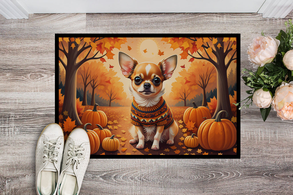 Chihuahua Fall Doormat Indoor Outdoor 24H X 36W Front Door Mat Rugs for Entryway, Non Slip Washable Low Pile,