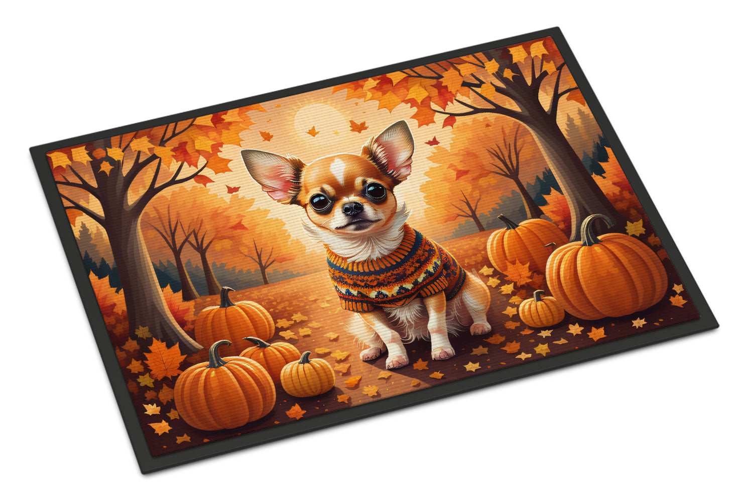 Chihuahua Fall Doormat Indoor Outdoor 18H X 27W Front Door Mat Rugs for Entryway, Non Slip Washable