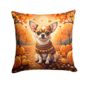 Chihuahua Fall Decorative Throw Pillow 18x18 Indoor Outdoor Accent Cushion, Fabric Cover with Insert for Sofa, Bed, Porch & Living Room