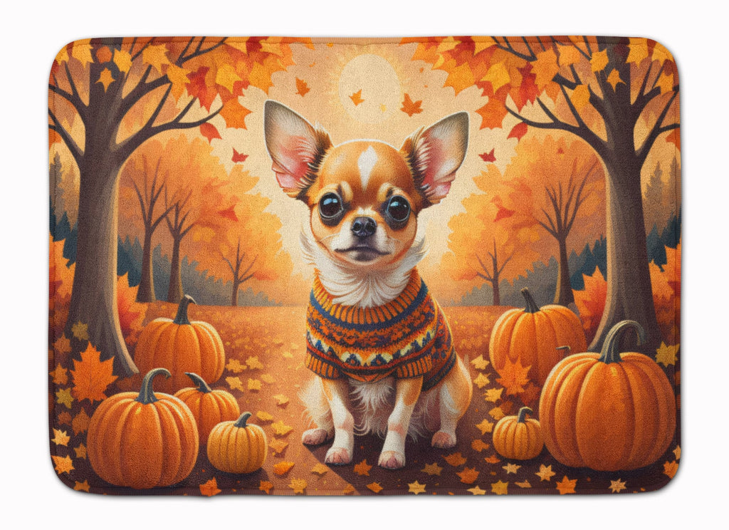 Chihuahua Fall Memory Foam Kitchen Mat Machine Washable Anti-Fatigue Cushion Comfort Bath or Kitchen Rug