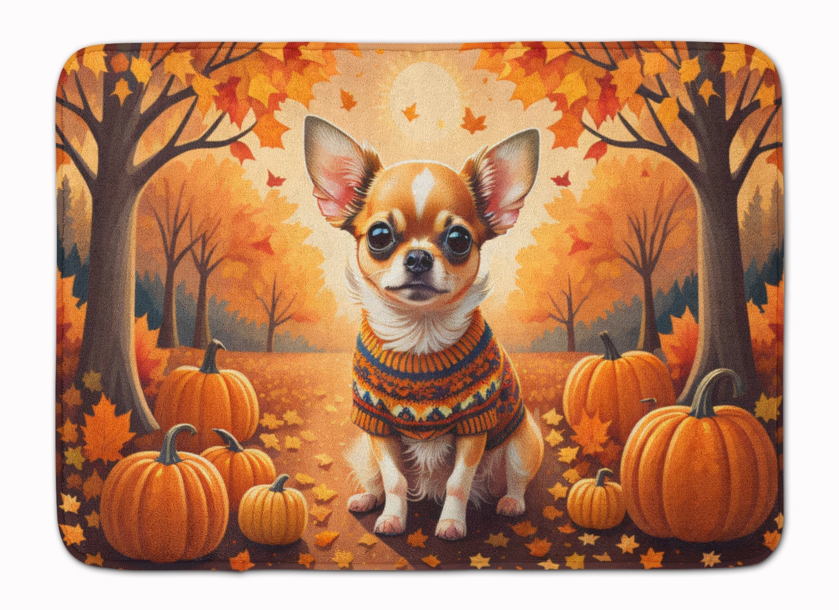 Chihuahua Fall Memory Foam Kitchen Mat Machine Washable Anti-Fatigue Cushion Comfort Bath or Kitchen Rug