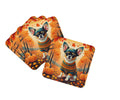 Tricolor Chihuahua Fall Foam Coasters Set of 4 Cup Coasters for Indoor Outdoor, Tabletop Protection, Anti Slip, Mouse pad Material