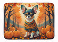 Tricolor Chihuahua Fall Memory Foam Kitchen Mat Machine Washable Anti-Fatigue Cushion Comfort Bath or Kitchen Rug
