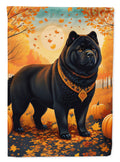 Black Chow Chow Fall House Flag 28x40 Porch Sleeve Pole Decorative Outside Yard Banner Artwork Wall Hanging, Polyester