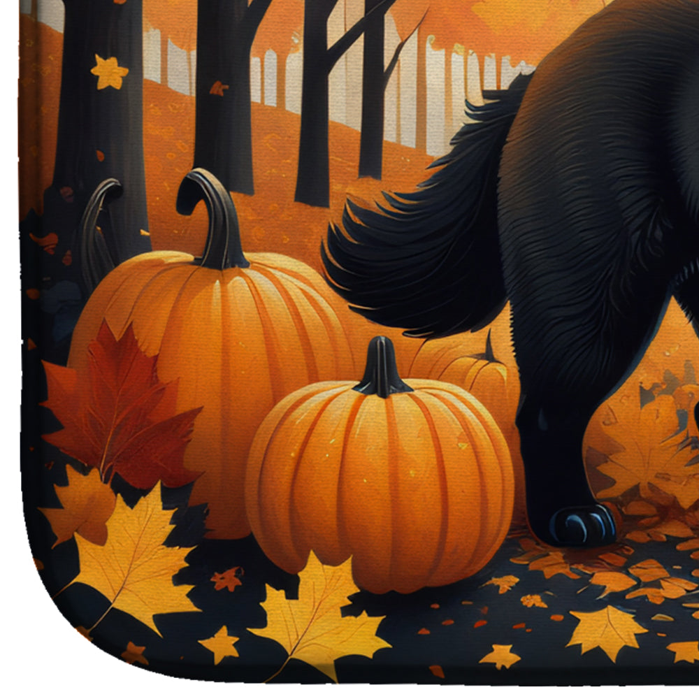 Black Chow Chow Fall Dish Drying Mat Absorbent Dish Drying Mat Pad for Kitchen Counter Dish Drainer Mat for Countertop, 14 x 21", Multicolor