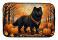 Black Chow Chow Fall Dish Drying Mat Absorbent Dish Drying Mat Pad for Kitchen Counter Dish Drainer Mat for Countertop, 14 x 21", Multicolor