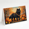 Black Chow Chow Fall Greeting Cards Pack of 8 Blank Cards with Envelopes Whimsical A7 Size 5x7