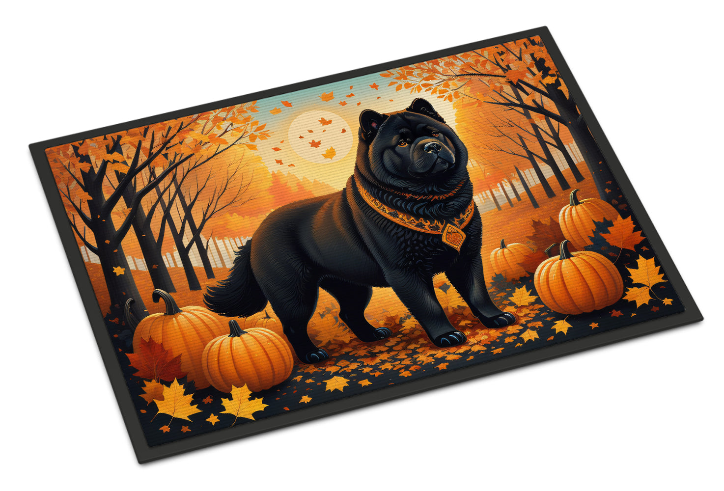 Black Chow Chow Fall Doormat Indoor Outdoor 24H X 36W Front Door Mat Rugs for Entryway, Non Slip Washable Low Pile,