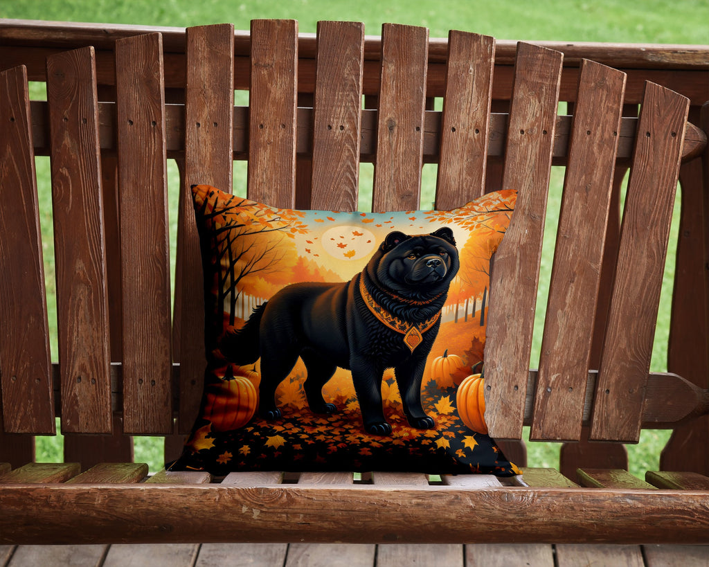 Black Chow Chow Fall Decorative Throw Pillow 14x14 Indoor Outdoor Accent Cushion, Fabric Cover with Insert for Sofa, Bed, Porch & Living Room