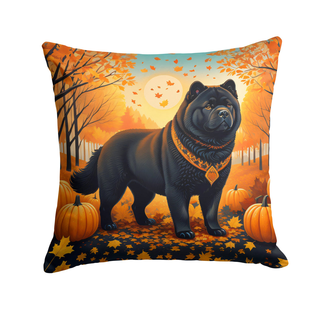 Black Chow Chow Fall Decorative Throw Pillow 18x18 Indoor Outdoor Accent Cushion, Fabric Cover with Insert for Sofa, Bed, Porch & Living Room