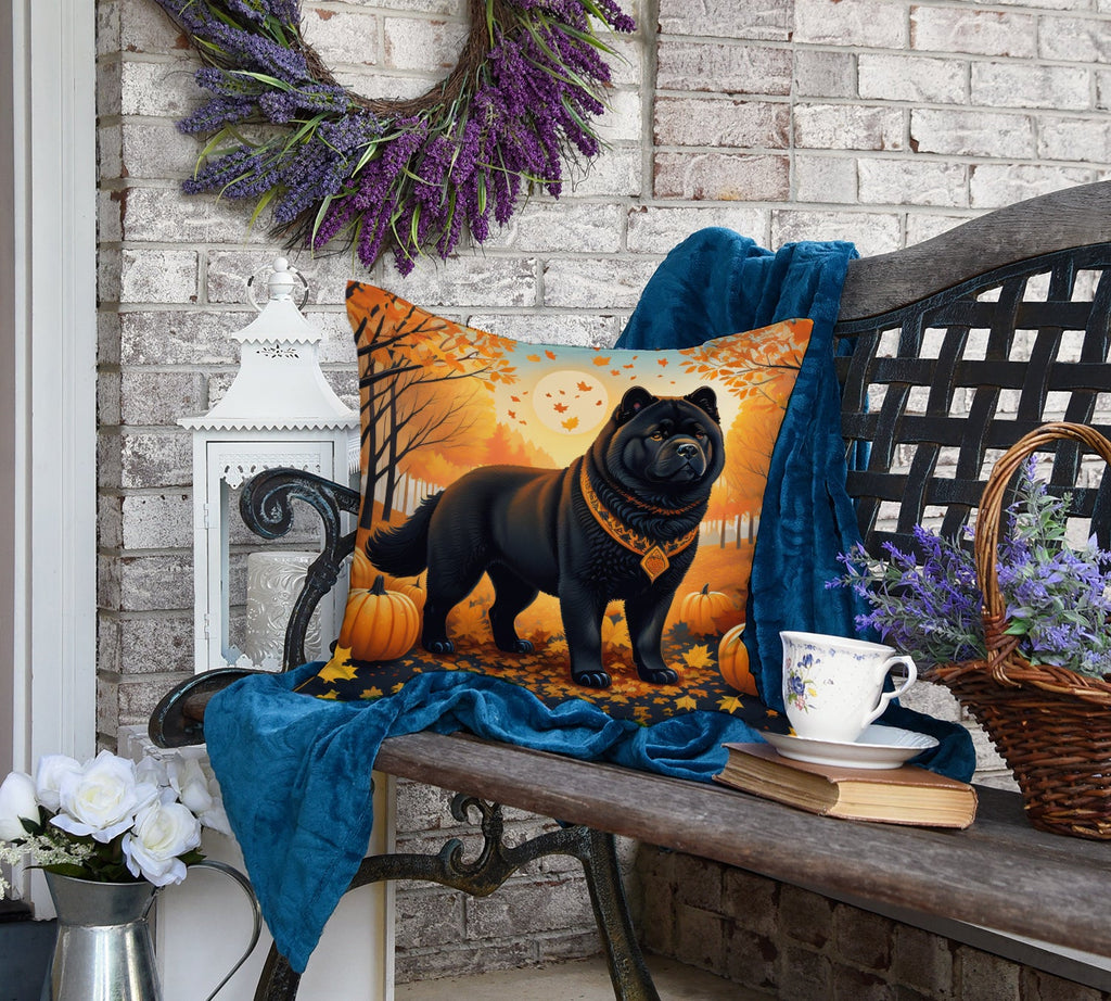 Black Chow Chow Fall Decorative Throw Pillow 18x18 Indoor Outdoor Accent Cushion, Fabric Cover with Insert for Sofa, Bed, Porch & Living Room