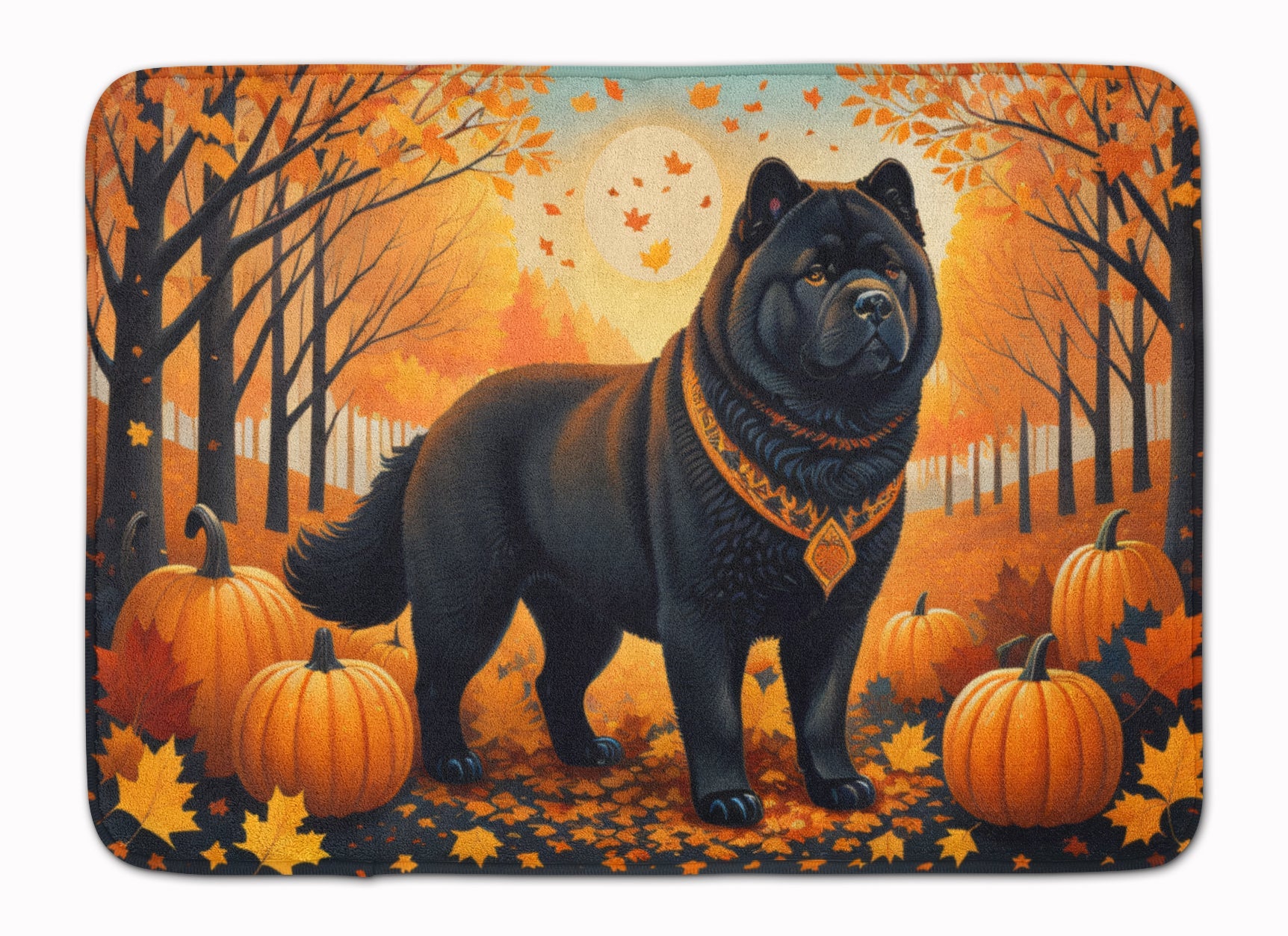 Black Chow Chow Fall Memory Foam Kitchen Mat Machine Washable Anti-Fatigue Cushion Comfort Bath or Kitchen Rug