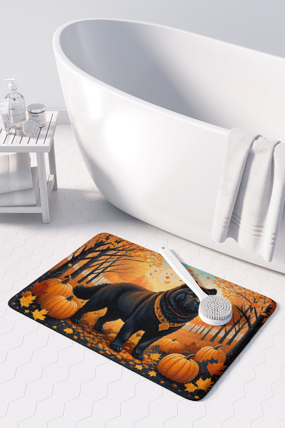 Black Chow Chow Fall Memory Foam Kitchen Mat Machine Washable Anti-Fatigue Cushion Comfort Bath or Kitchen Rug