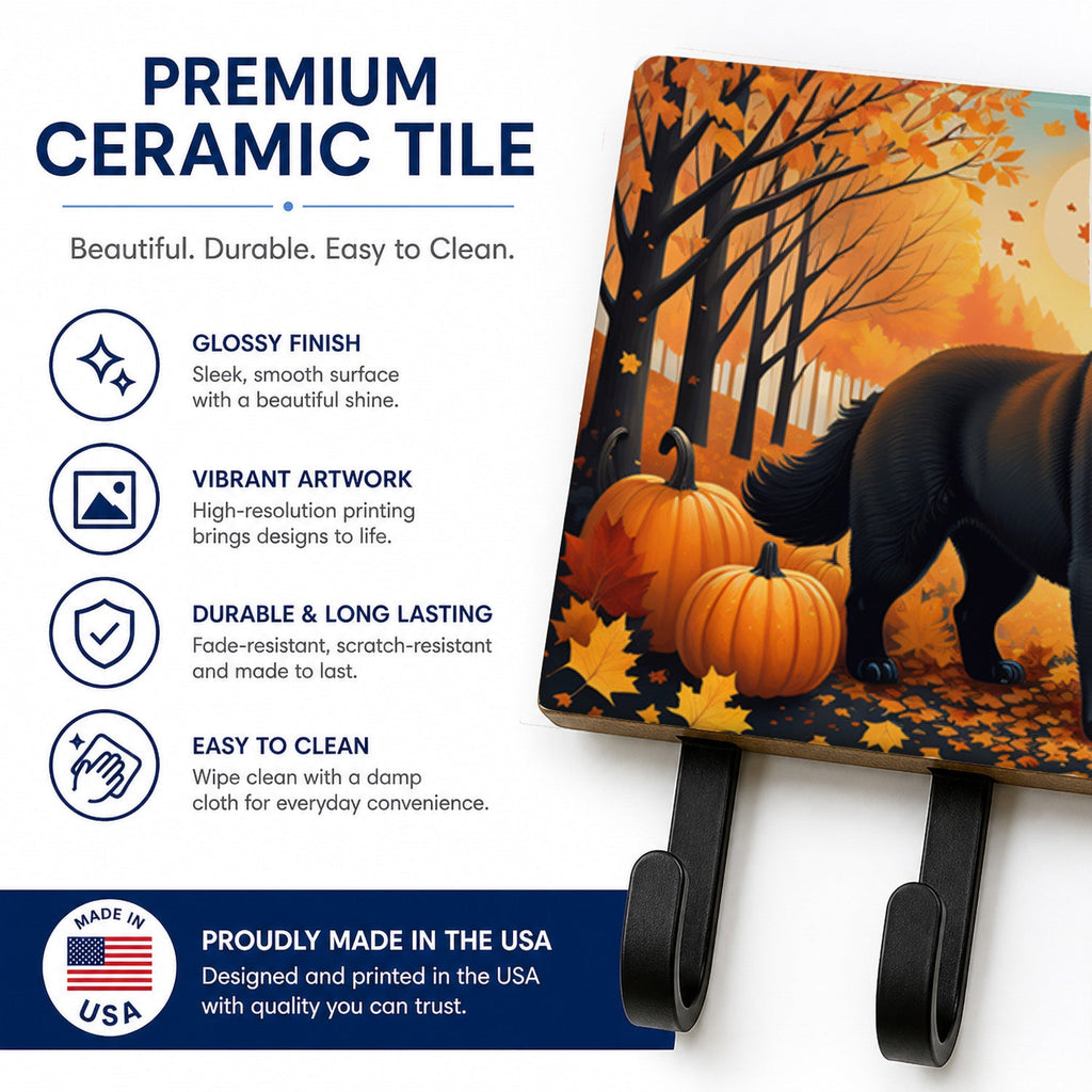 Black Chow Chow Fall Leash or Key Holder Wall Hooks, Coat Rack Wall Mount, for Hanging Keys, Towels, Aprons, Leashes