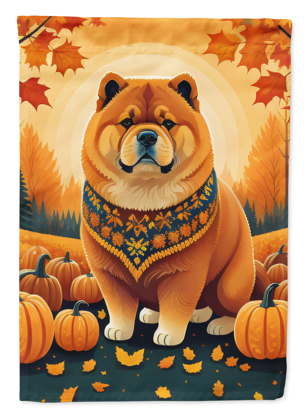 Chow Chow Fall House Flag 28x40 Porch Sleeve Pole Decorative Outside Yard Banner Artwork Wall Hanging, Polyester