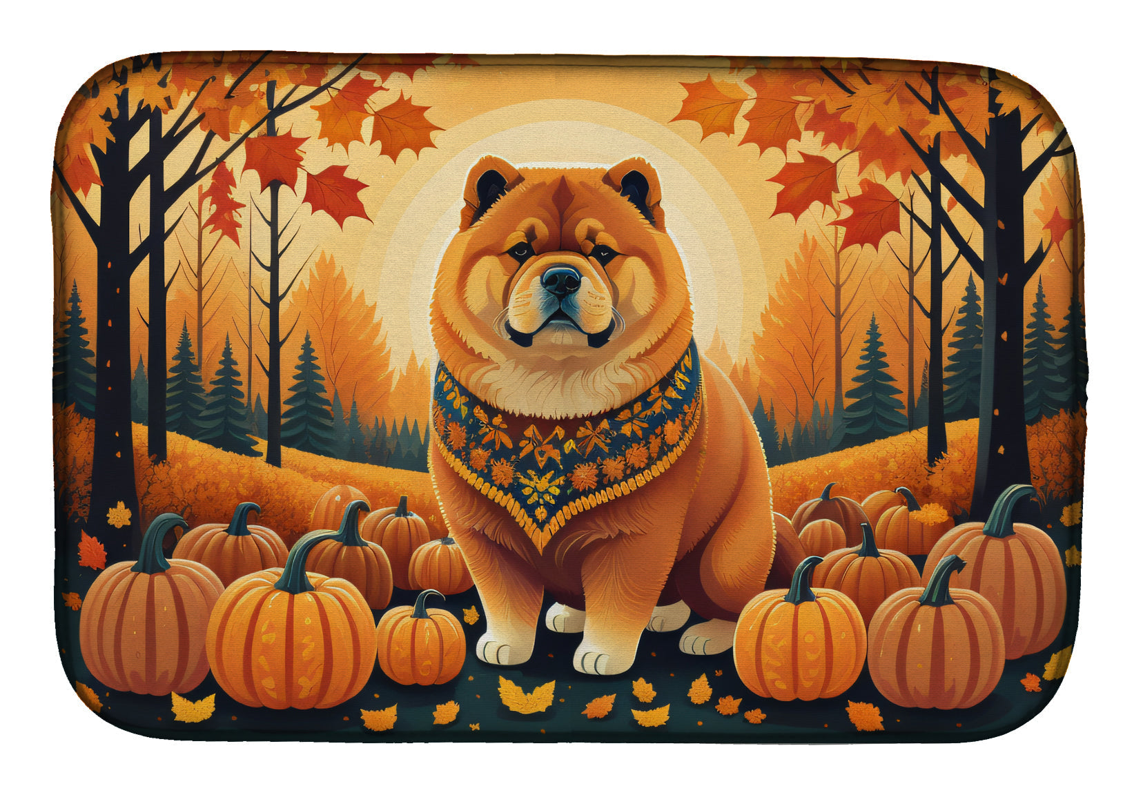 Chow Chow Fall Dish Drying Mat Absorbent Dish Drying Mat Pad for Kitchen Counter Dish Drainer Mat for Countertop, 14 x 21", Multicolor