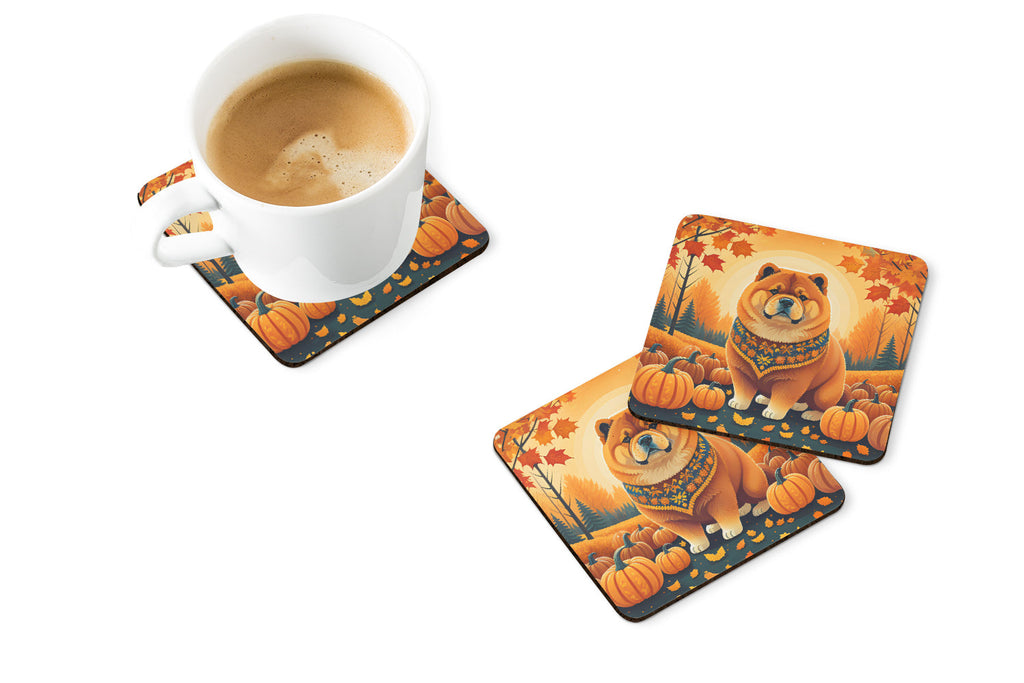 Chow Chow Fall Foam Coasters Set of 4 Cup Coasters for Indoor Outdoor, Tabletop Protection, Anti Slip, Mouse pad Material