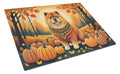Chow Chow Fall Cutting Board Tempered Glass Kitchen Cutting Surface, Heat Resistant Chopping, Non-Slip Feet, Food Prep & Serving