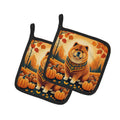 Chow Chow Fall Pot Holder Set of 2 Heat Resistant Quilted Hot Pads 7.5 x 7.5 Inch, Insulated Kitchen Trivets for Cooking & Baking
