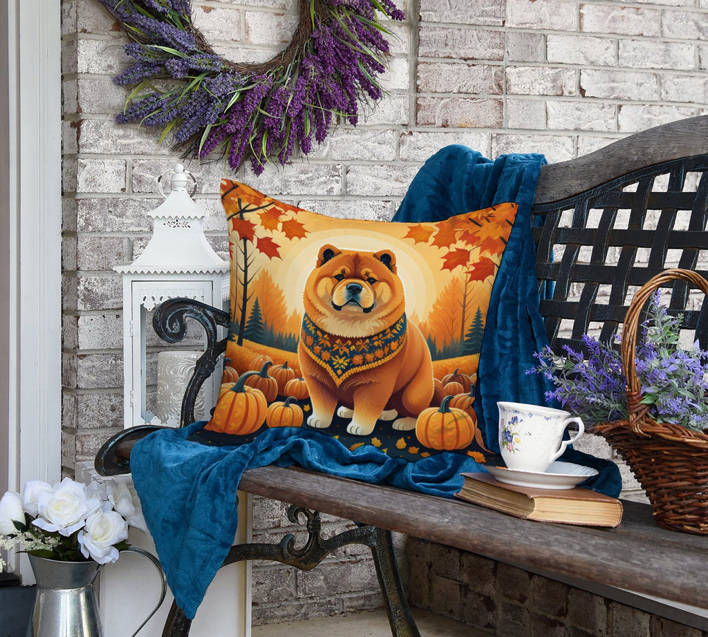 Chow Chow Fall Decorative Throw Pillow 18x18 Indoor Outdoor Accent Cushion, Fabric Cover with Insert for Sofa, Bed, Porch & Living Room