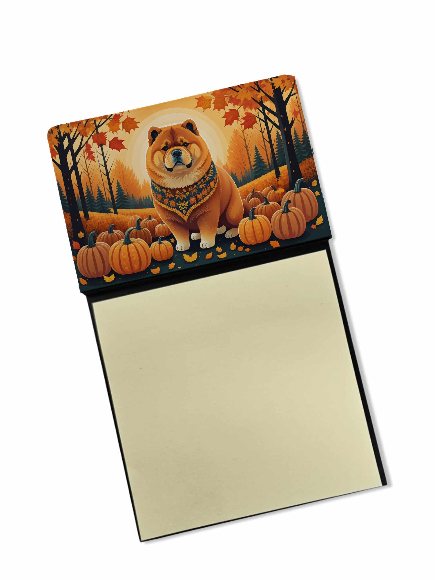 Chow Chow Fall Watercolor Sticky Note Holder Refillable Dispenser Desk Accessory 3x3 Pad Gift