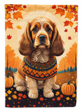 Cocker Spaniel Fall House Flag 28x40 Porch Sleeve Pole Decorative Outside Yard Banner Artwork Wall Hanging, Polyester