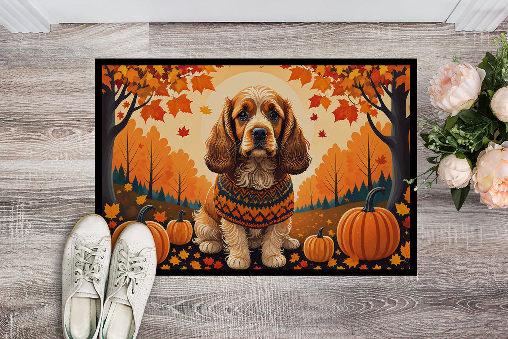 Cocker Spaniel Fall Doormat Indoor Outdoor 18H X 27W Front Door Mat Rugs for Entryway, Non Slip Washable