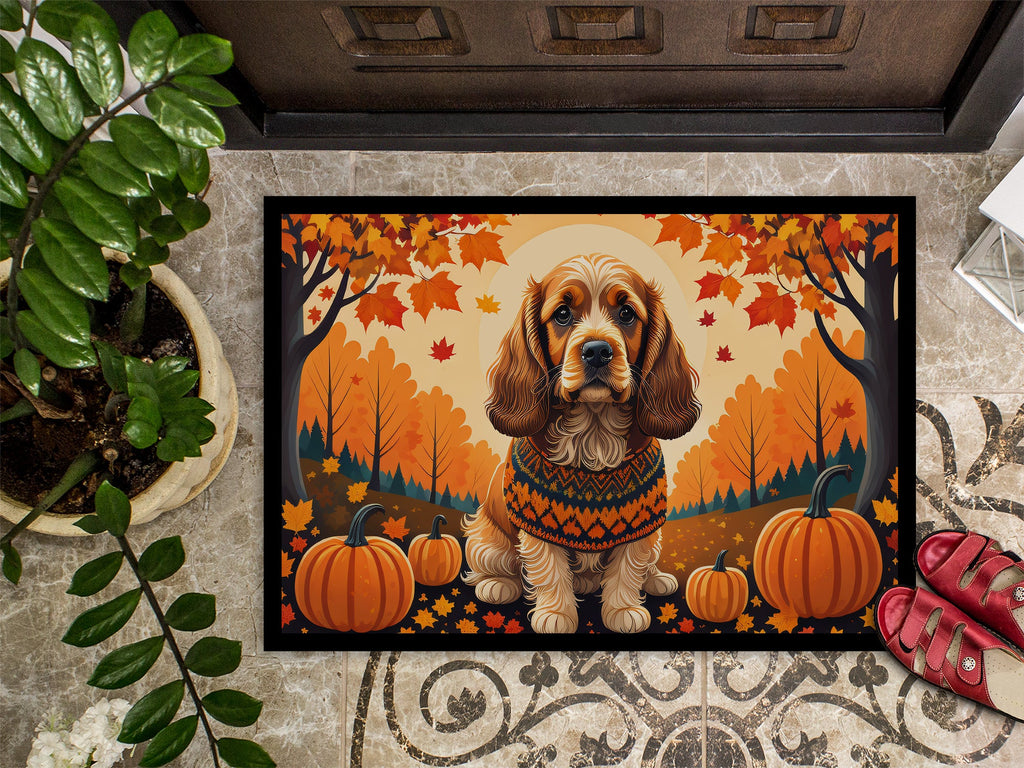 Cocker Spaniel Fall Doormat Indoor Outdoor 18H X 27W Front Door Mat Rugs for Entryway, Non Slip Washable
