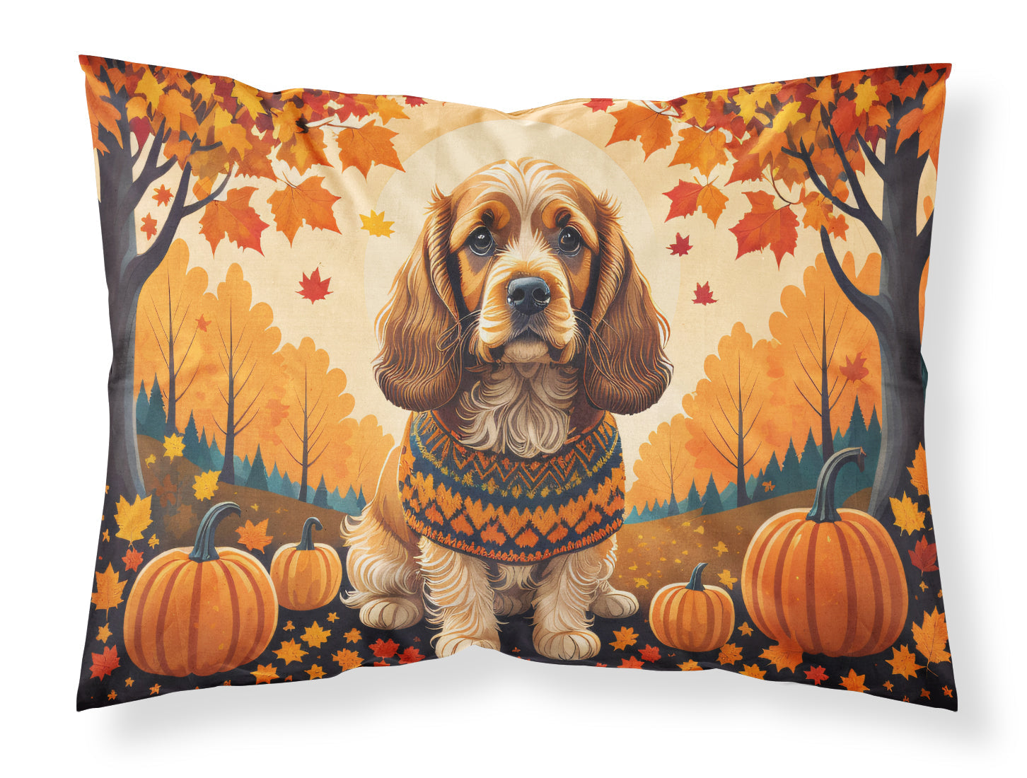 Cocker Spaniel Fall Standard Pillowcase Lightweight Super Soft Easy Care Decorative Artwork Pillowcase, Standard